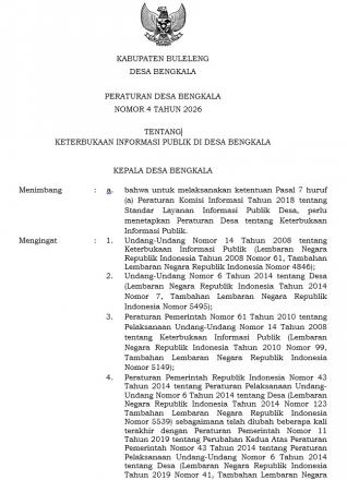 Perdes Nomor 4 Tahun 2026 tentang Keterbukaan Informasi Publik
